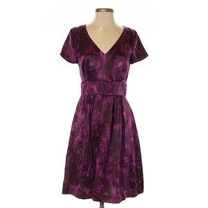Banana Republic Floral Silk Purple V-neck Dress 6